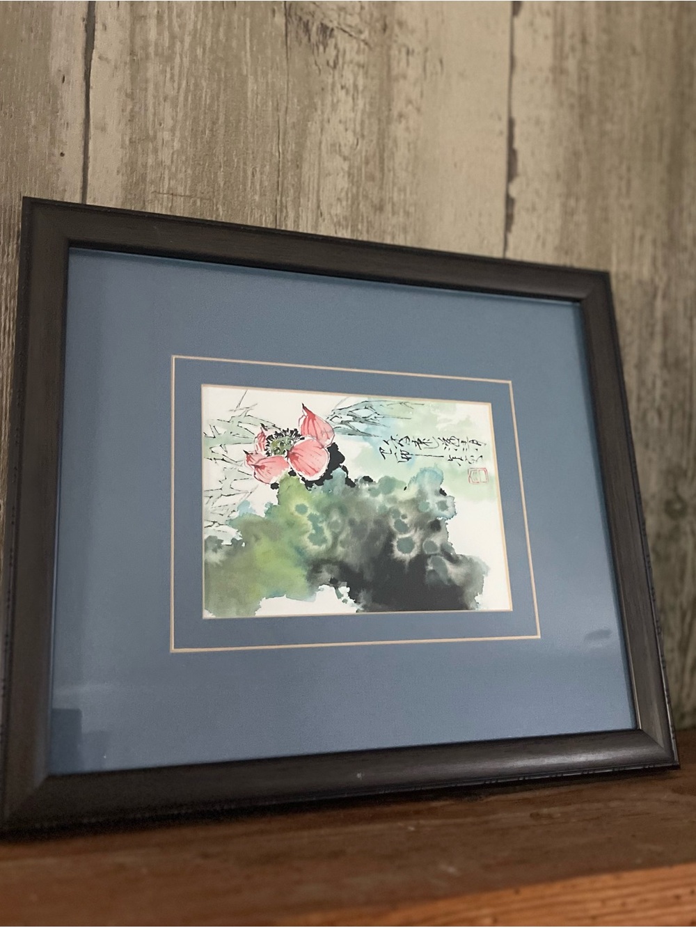 Framed water color purchased at an art gallery in Hong Kong